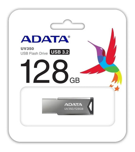 Imagen 1 de 4 de Memoria Usb Adata Uv350 128gb Usb3.2 Acabado Metal Brillante