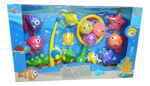 Juego Set Pesca Para El Baño C/caña De Pescar + Red Amarillo Y Celeste