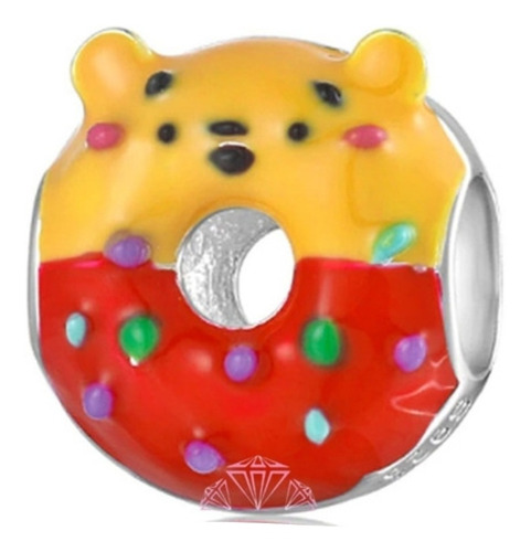 Berloque Donuts Ursinho Pooh Prata 925 