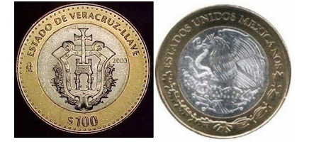 Moneda De 100 Pesos Mexicanos Del Estado De Veracruz - Llave