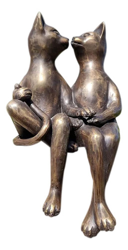 Linda Pareja Gato Estatuilla Resina Gato Ornamento Para