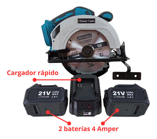Sierra Circular Inalámbrica 7 1/4 21v 2 Baterías 4a Disco 24