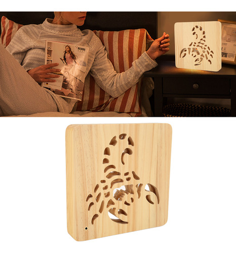 Lámpara De Mesa Led 3d De Madera, Estilo Escorpión, Conexión