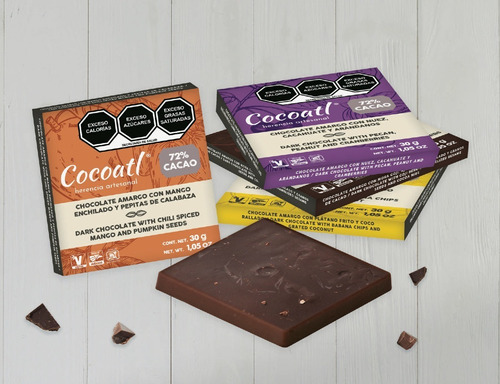 Paquete 12 Barras Chocolate Cocoatl, 4 Sabores A Elegir