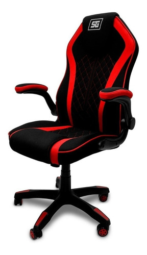 Imagen 2 de 4 de Silla de escritorio Vorago CGC-300 gamer ergonómica negra y roja con tapizado de tela