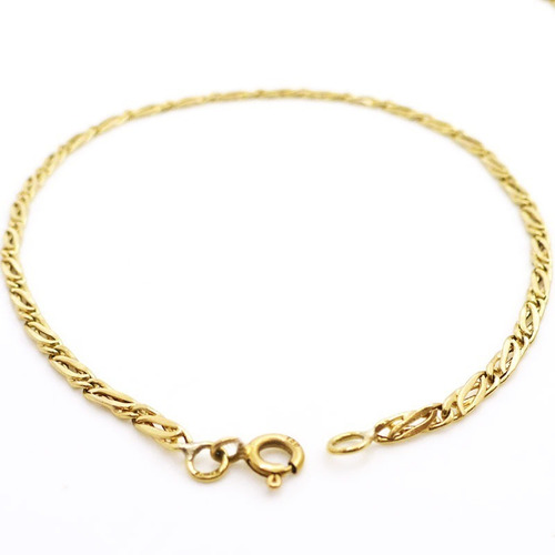 Pulsera Oro 18 Kts Hombre Mujer Modelo Espiga 2.2 Grs 2mm Diámetro 2 Mm Largo 20 Cm