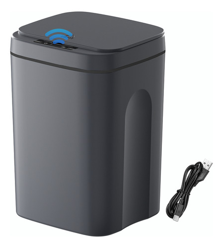 Usb Banheiro Lixeira Inteligente Sensor Automático16l Preto