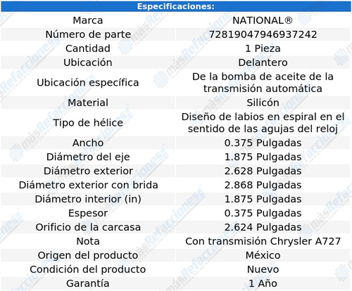 Retén Bomba Aceite T/ A Del P/ Am General Dj5 74 National