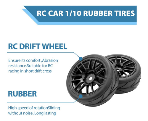 Neumáticos De Goma 1/10 Para Coches De Carreras Rc En Llanta