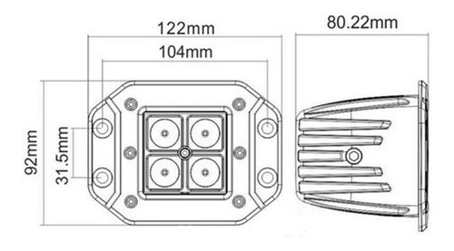 Imagen 4 de 10 de Pieza Faro Led Dually 16w Empotrable 4d Universal Jeep Rzr