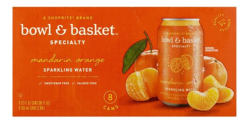 Agua Gasificada Sabor Mandarina Bowl & Basket 8 Latas 355 Ml