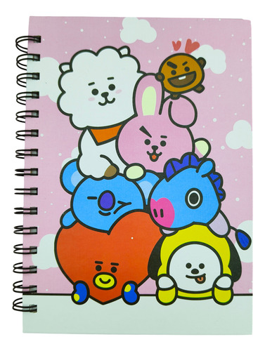 Kit Kawaii Bts Bt21 , 1 Libreta + 6 Plumas Gel + 1 Folder :)