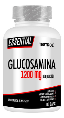 Glucosamina 1200 Mg | Testrol | Essential | 60 Caps Sabor Sin sabor