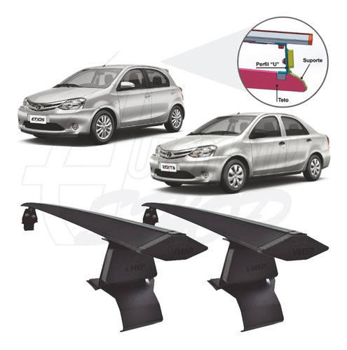 Rack De Teto Vhip Aluminio Toyota Etios Sedan 2014 C. 992pto