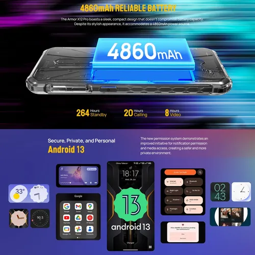 Armor X12 Pro - Celular Resistente Al Agua, Polvo Y Golpes