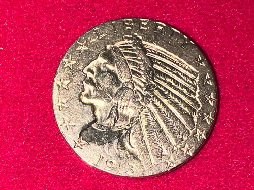 1913-s Indian Head Half Eagle Moneda De Oro De $5