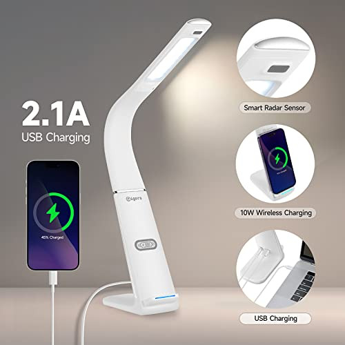 Lámpara De Escritorio Led Con Puerto De Carga Usb Cargador I