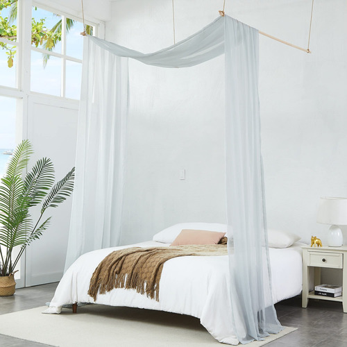 Warm Home Designs Cortinas De Toldo De Cama Gris Plateado En