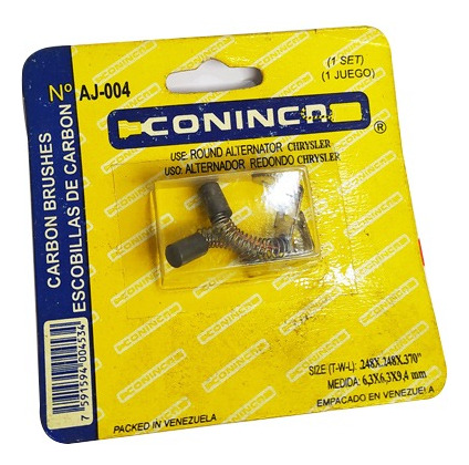 Carbones Alternador Redondo Aj-004, Chysler, Marca Coninca