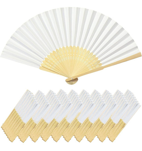 Coucoland 30 Pcs Bambú Blanco Plegable Ventilador De Mano Ve