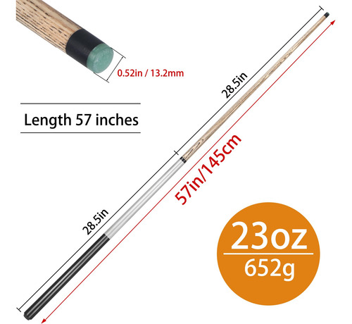 Kmise Break Cue Stick21~23oz Pool Stick57 Inch 2-piece Break