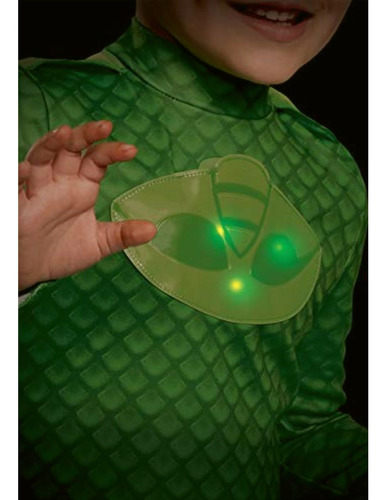 Pj Masks Gekko Deluxe Disfraz Para Niños, Color Verde,