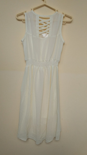Vestido De Fiesta Asimetrico Gasa Plisado Crema En Stock