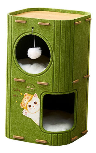 Bonita Caseta Para Gatos, Moderna Y Acogedora 2 Niveles
