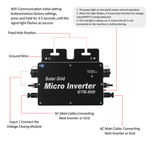 Inversor Micro Inversor Solar 120v Tie Grid Solar 800w