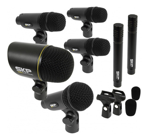 Kit Set De 7 Micrófonos Para Batería Skp Dms-7 Con Estuche Color Negro