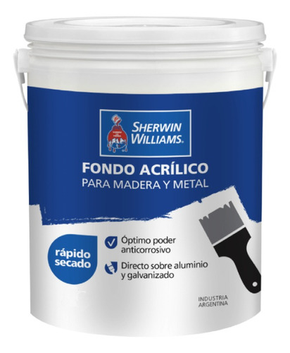 Fondo Acrilico Para Madera Y Metal Gris 1lt Sherwin Williams