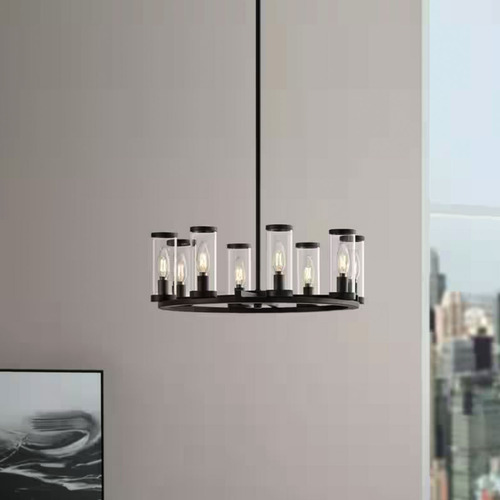 Lampara De Techo Moderna Niquel Cepillado 8 Luces 20'' Estructura Negro