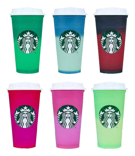 Starbucks Holiday 2021 - Juego De 6 Vasos Calientes Reutiliz