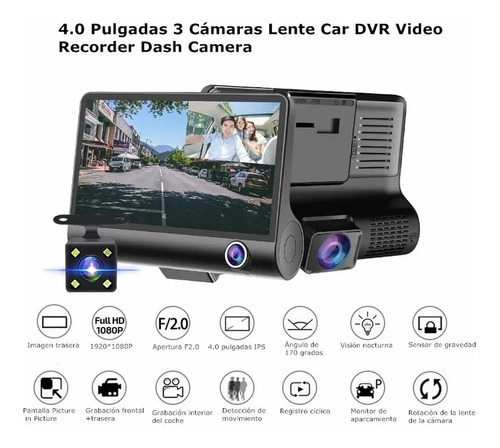 Videocámara de coche gran angular de 170° Z 1080p HD Con tarjeta de memoria de 32g