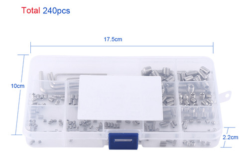 Set Screw, 240 Piezas, Surtido De Tornillos De Enchufe Hexag