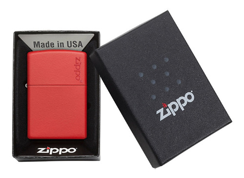 Imagen 6 de 10 de Encendedor Zippo Lighter Red Matte With Logo Rojo