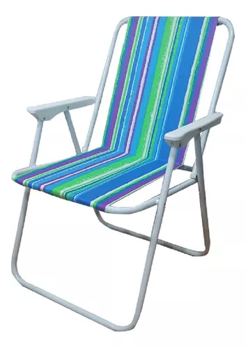 Silla De Playa Jardin Plegable Con Apoya Brazos Reforzada