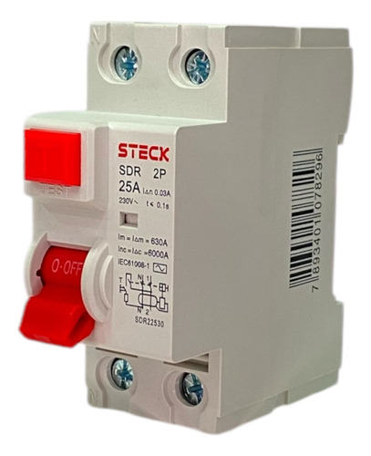 Breaker Disyntor Diferencial 2p 25a 30ma 230v Steck Sdr22530
