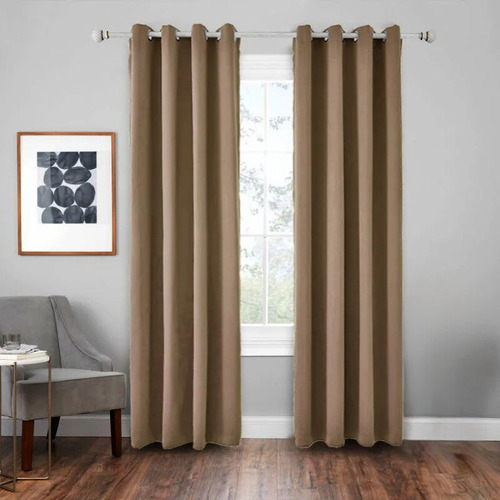 Cortina Con Aros En 2 Paños- 3mts Ancho X 2.30 Alto. - Oro V