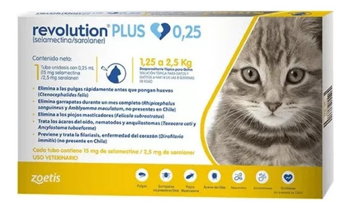 Antiparasitario Revolution Plus 0,25 Ml Gatos 1,25 A 2,5kg