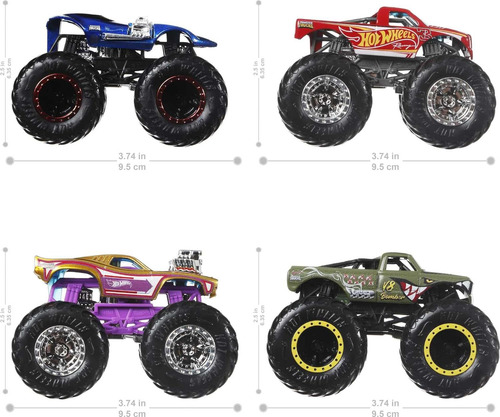Ruedas Gigantes Hot Wheels Monster Trucks A Escala 164, P...