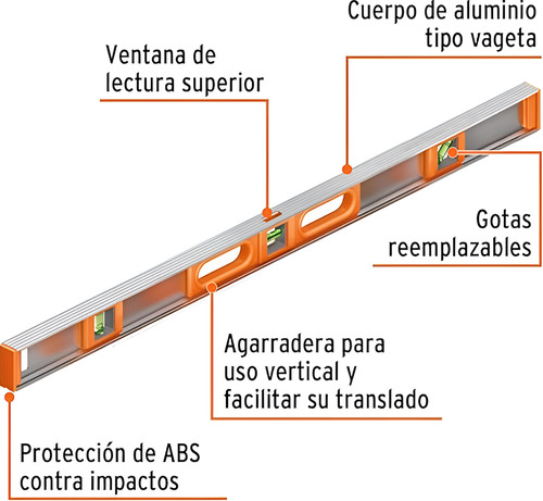 Nivel Aluminio Profesional 3 Burbujas 36puLG. Truper Np-36
