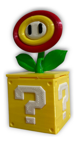 Cubo Con Flor Guarda Juegos - Mario Bros - Nintendo Switch.