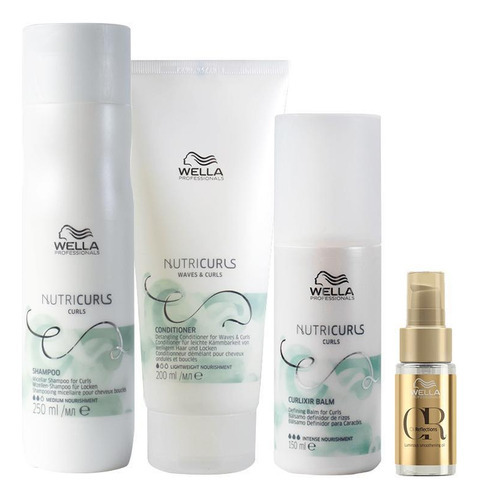  Kit Wella Pro Nutricurls - Sh E Cond E Leave-in E Óleo