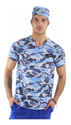 Filipina Quirúrgica Hombre Camuflaje Azul