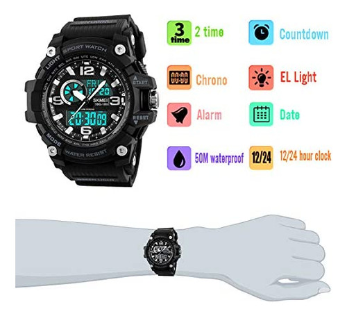 Relojes Militares Para Hombre 50m Impermeable Reloj Al Aire