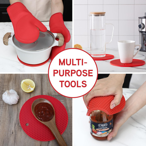 Juego De Guantes De Cocina Para Cocinar Con Silicona De Colo