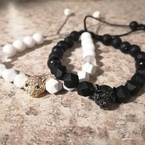 Pulsera De Cristal Con Dije De Micropave Regalo Pareja