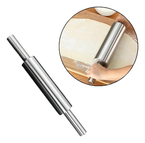 Rodillo 28cm Acero Inoxidable Profesional Amasar Reposteria