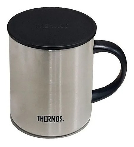 Caneca Térmica Quente E Fria Thermos Viena Preta 350ml Prata Cor Prateado